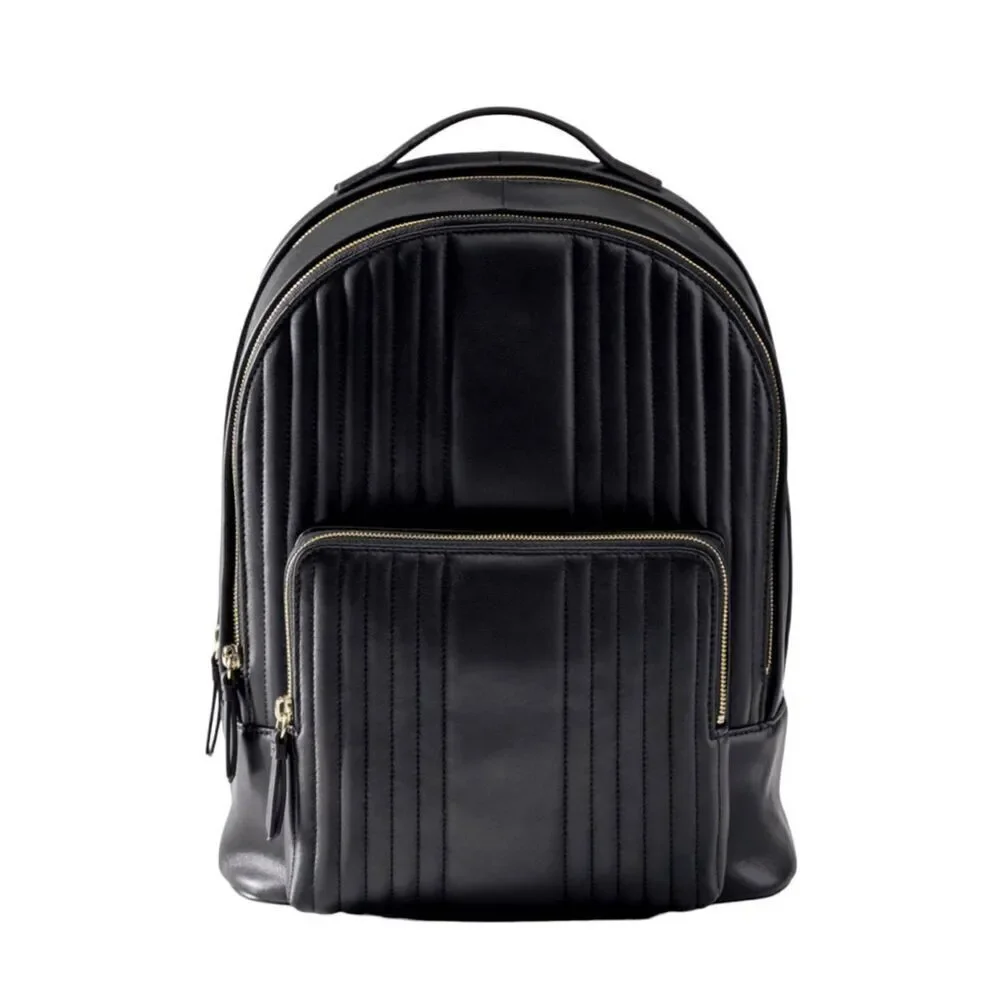 MARK AND GRAHAM Black Quilted Leather Backpack